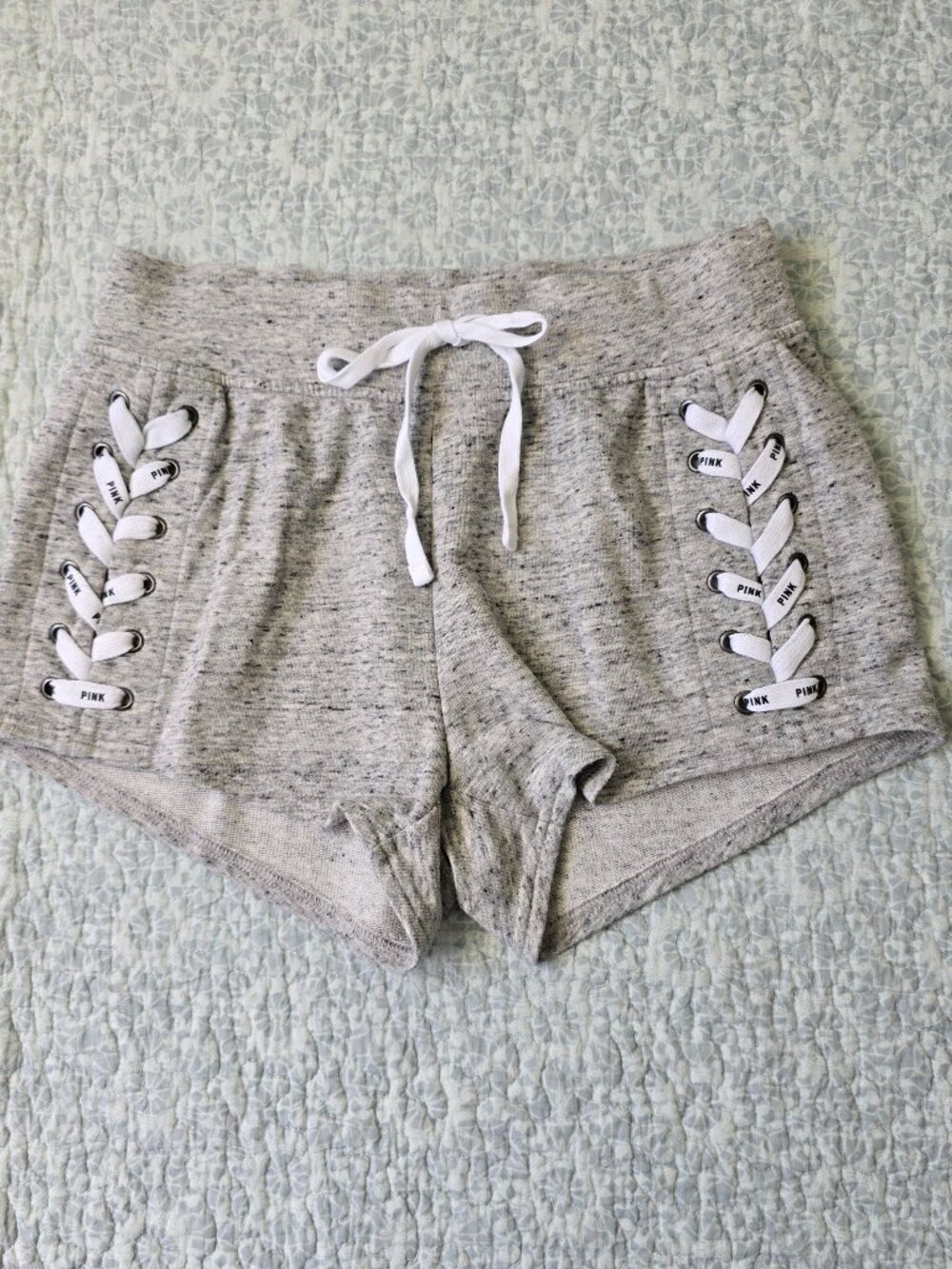 NWOT PINK Victoria's Secret Gray Lace Up Athletic/Casual Shorts, Size XS